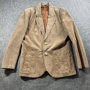 Vtg Ranchwear Suede Western Blazer Mens 44 Tan Leather Cowboy Sport Coat